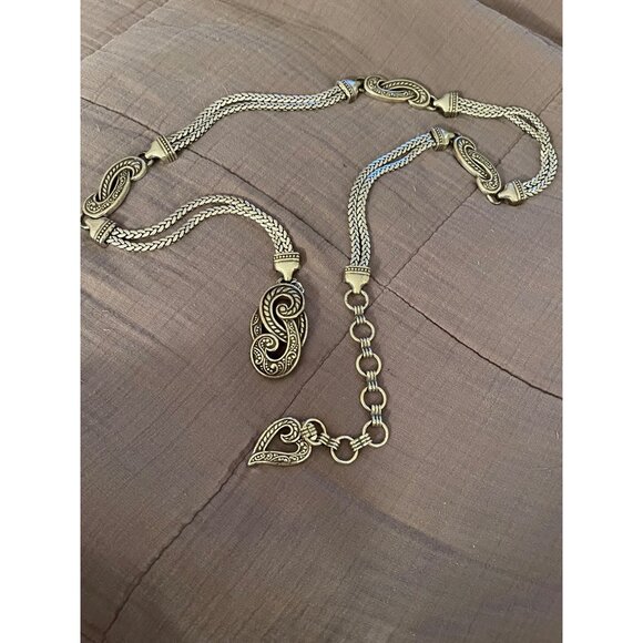Brighton Vintage Womens Chain Belt Size M Silver Tone Heart Snake Adjustable